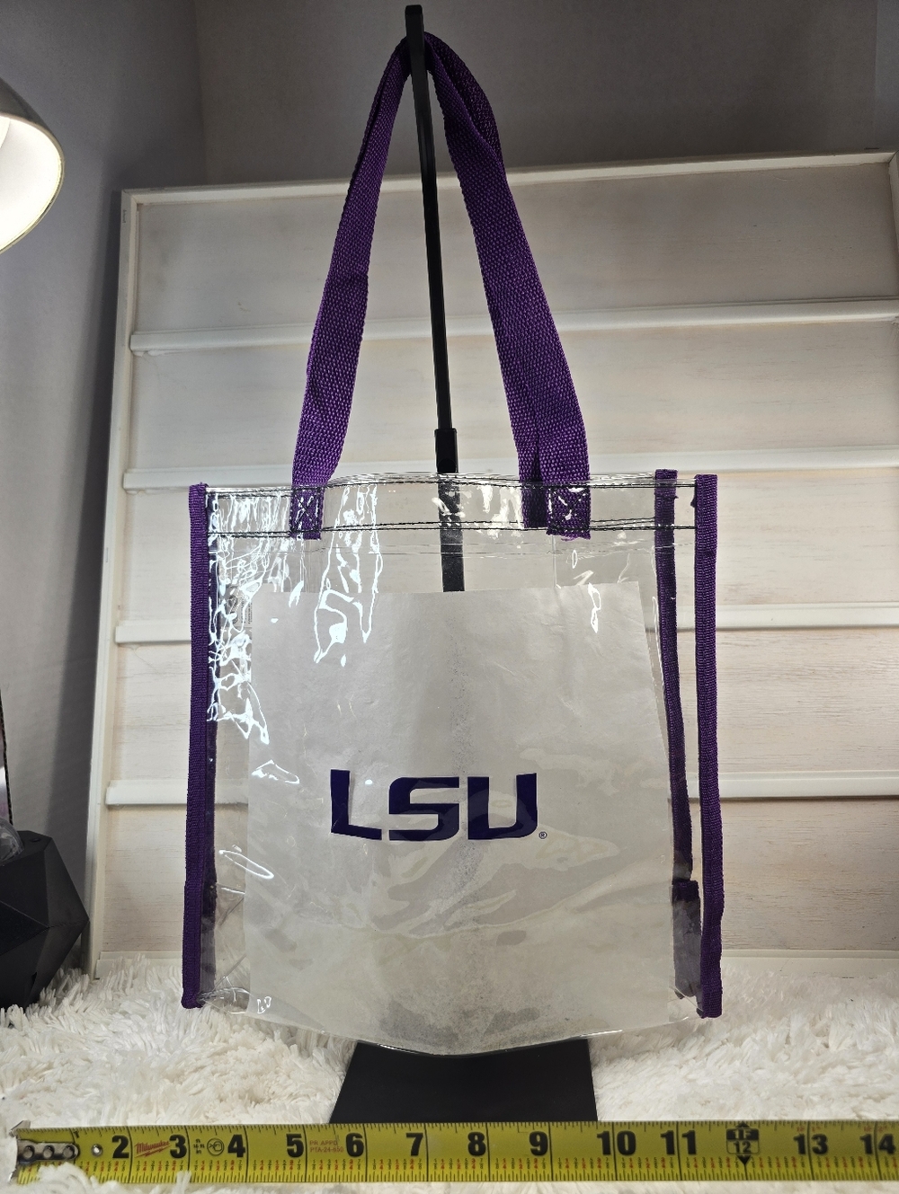 Clear LSU stadiumTote Bag with Purple Trim